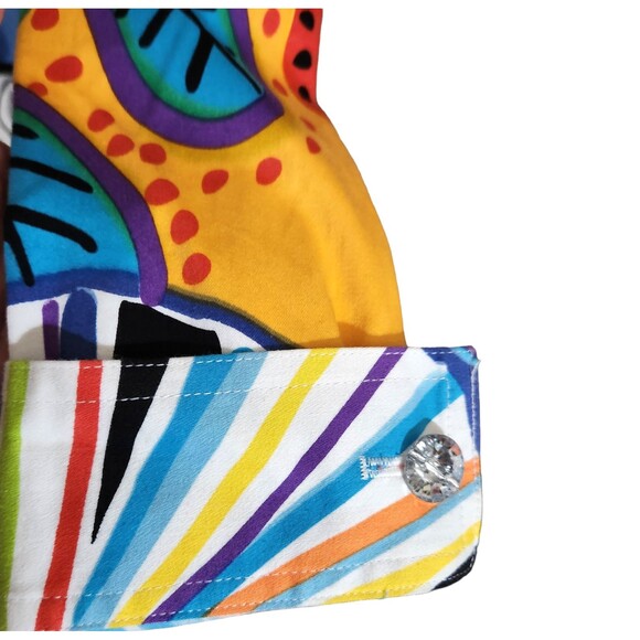 Berer Jacket Multi-Color Abstract Floral Faux Crystal Buttons Womens Size Small - Picture 9 of 11